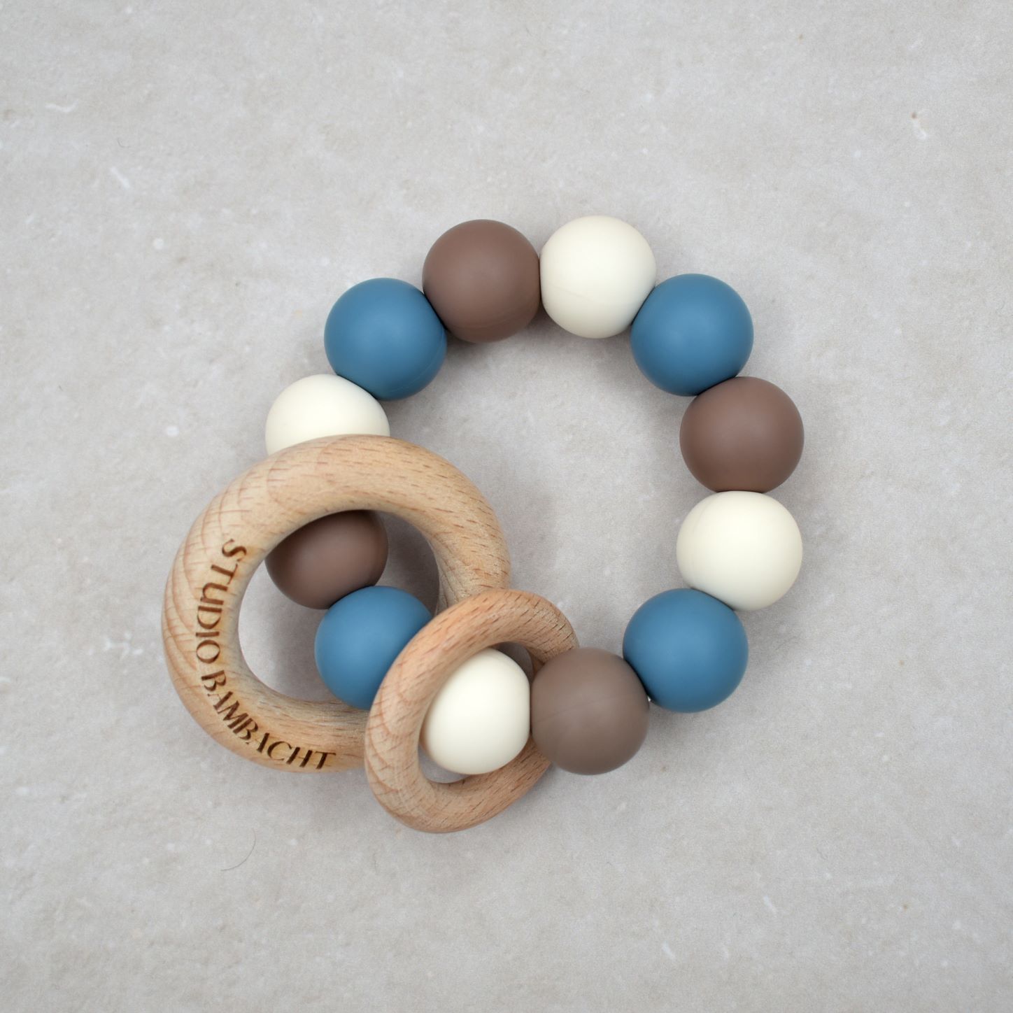 Bijtring rammelaar Blue Haveli siliconen kralen Studio Bambacht