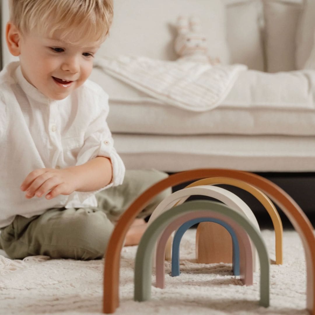 Little dutch houten stapeltoren regenboog vintage collectie