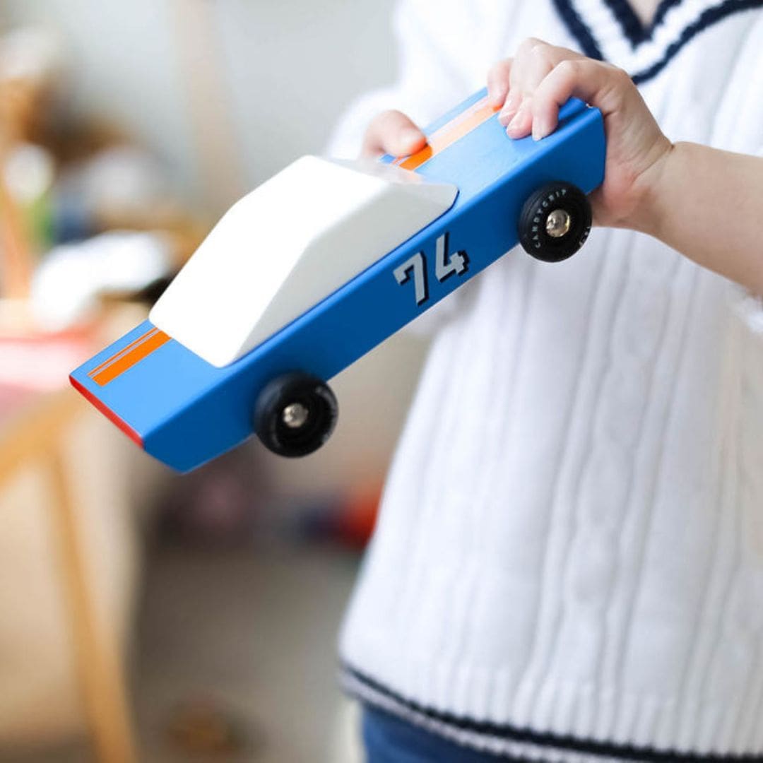 Candylab Toys houten raceauto Americana Blu 74