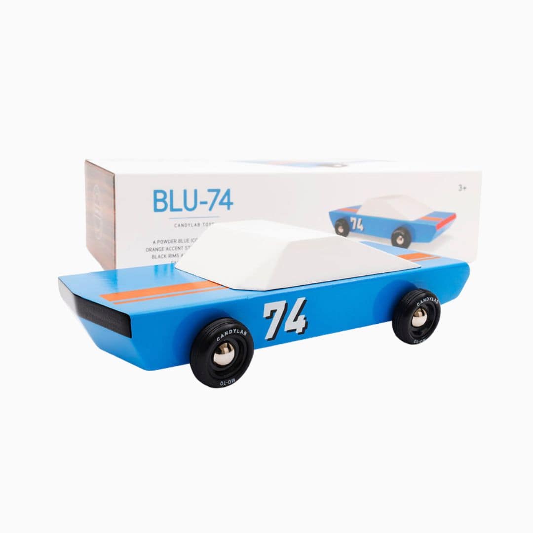 Candylab Toys houten raceauto Americana Blu 74