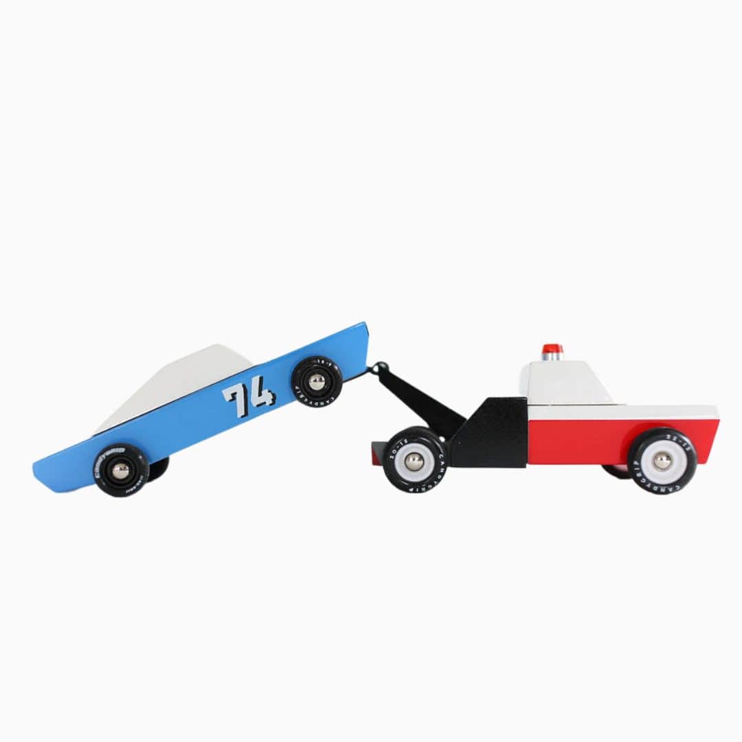 Candylab Toys houten speelgoed auto Americana towie sleepwagen van massief beukenhout