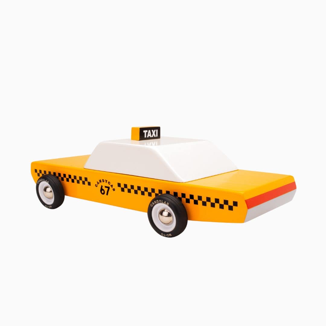 Candylab Toys houten speelgoedauto taxi Americana Candycab van massief beukenhout