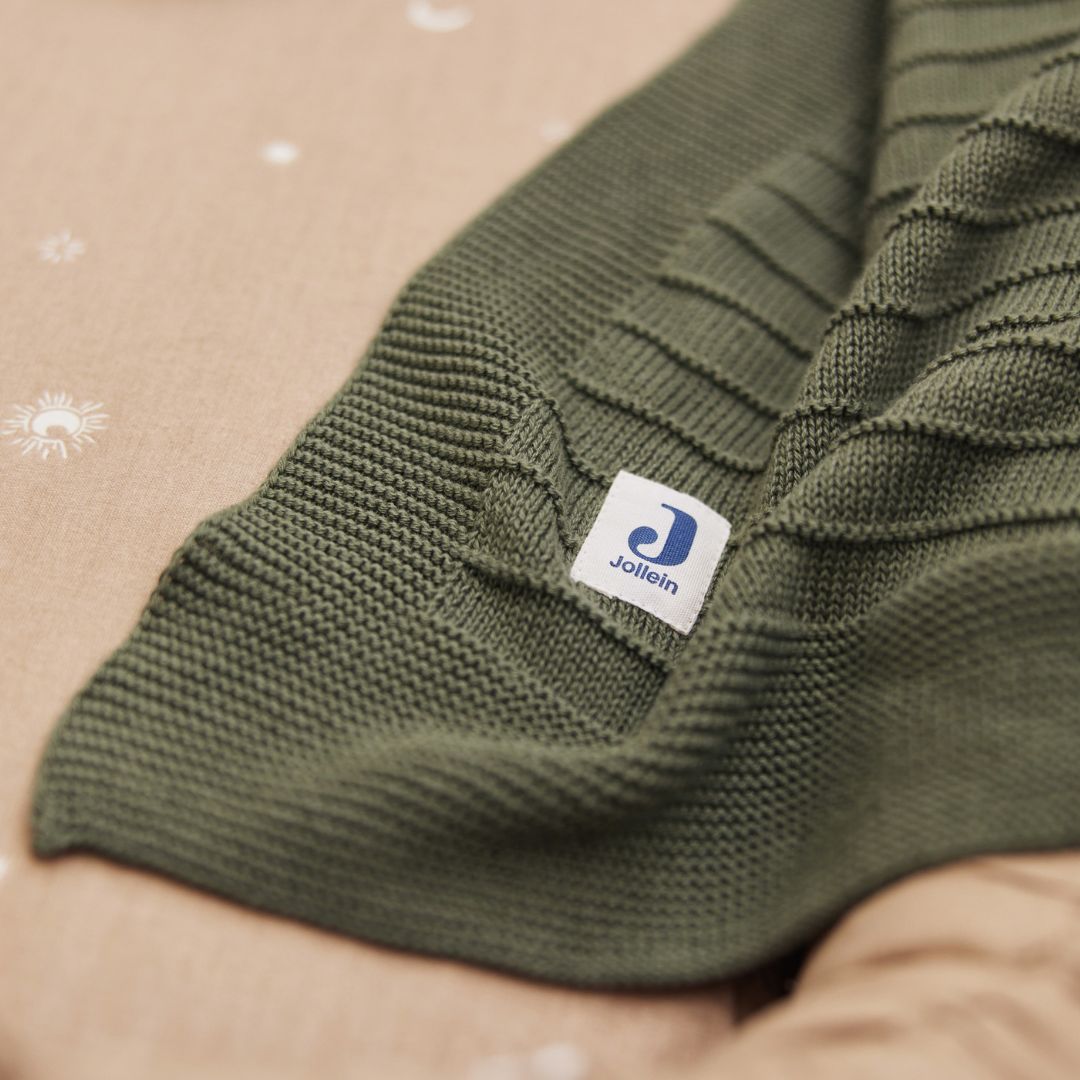 Jollein ledikant deken 100 bij 150 cm Pure knit collectie leaf green groen