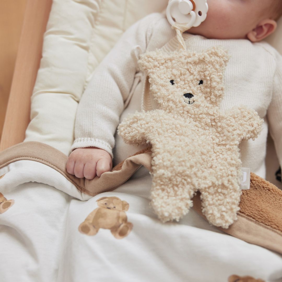 Jollein speendoekje teddy beer van boucle stof in naturel wit