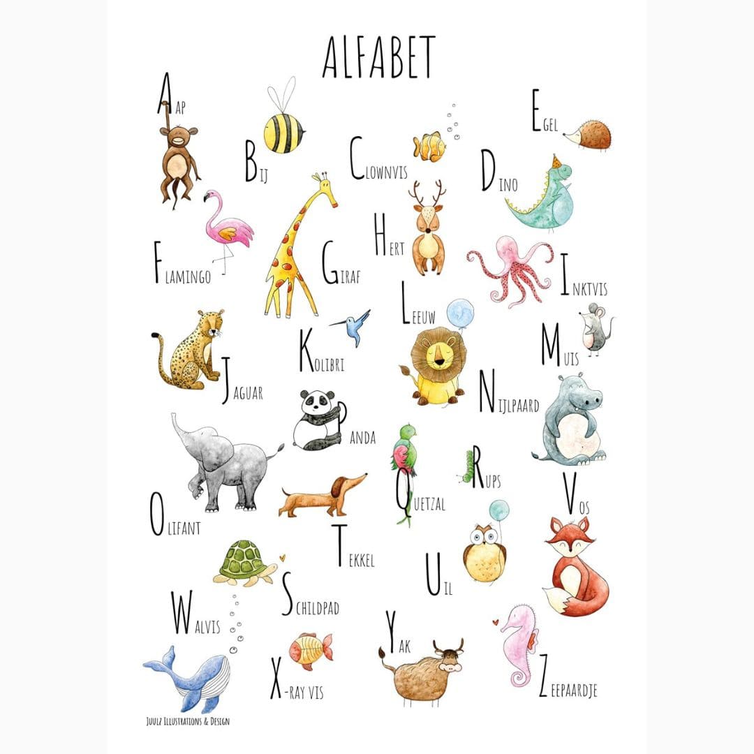 Kinderposter alfabet van Juulz Illustrations Design