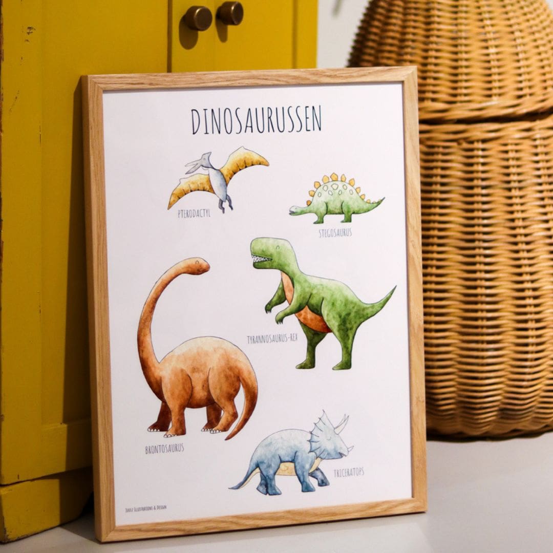 Kinderposter dino van Juulz Illustration & Design met dino's