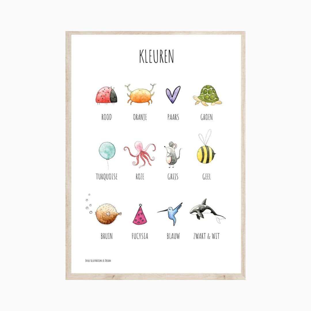 Kinderposter Juulz Illustrations & Design over alle kleuren van de regenboog