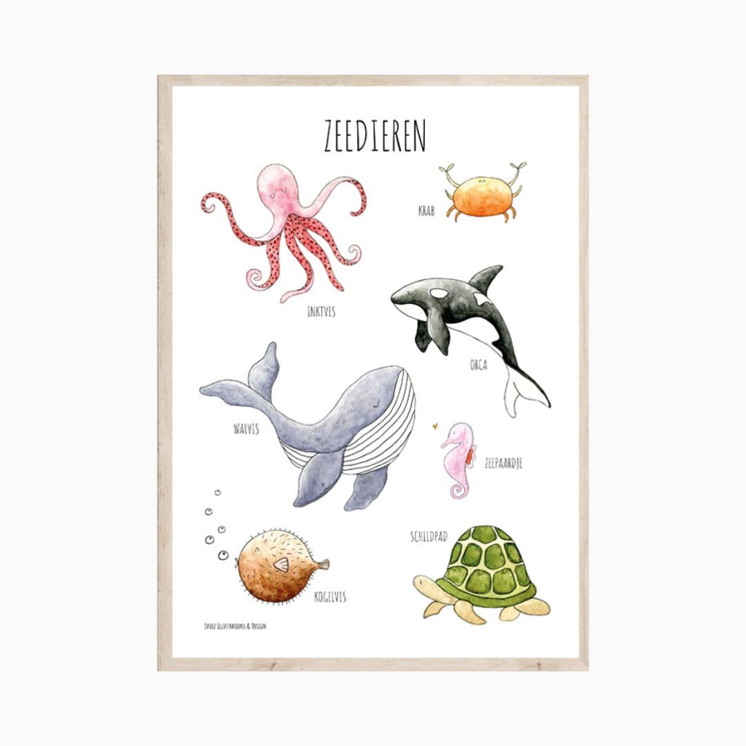 Kinderposter van Juulz Illustrations & Design met zeedieren