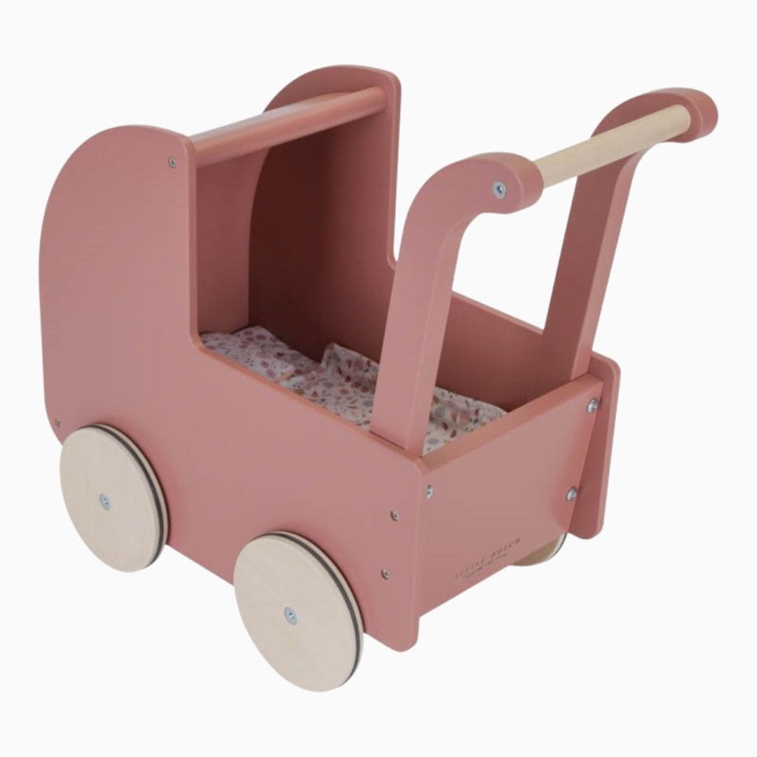 Little Dutch houten poppenwagen Flowers & Butterflies roze