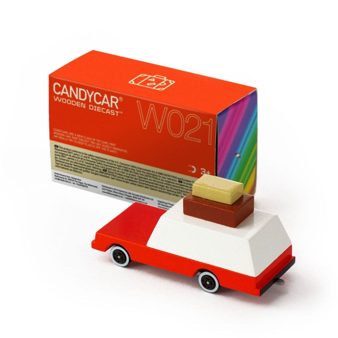 Candylab Toys houten speelgoed auto Candycar Luggage wagon van massief beukenhout