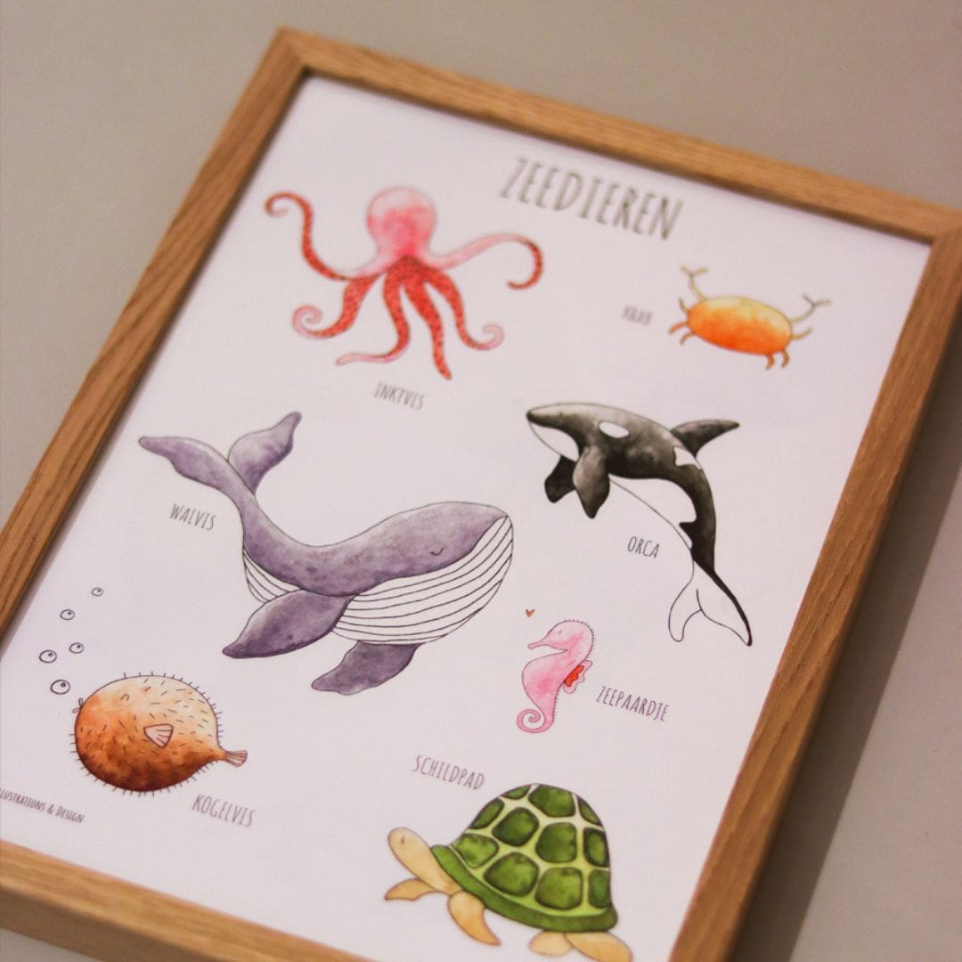 Kinderposter van Juulz Illustrations & Design met zeedieren