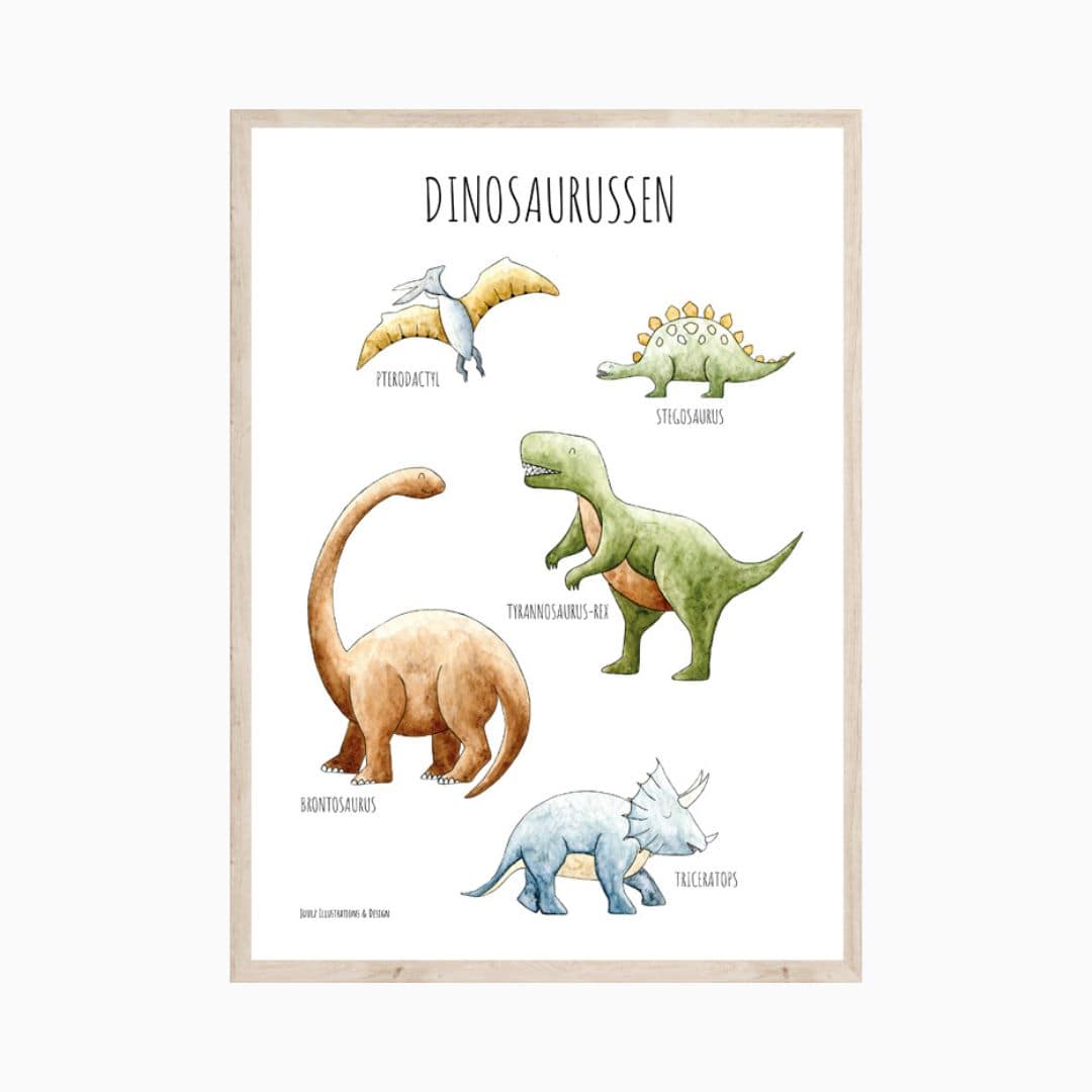 Kinderposter dino van Juulz Illustration & Design met dino's