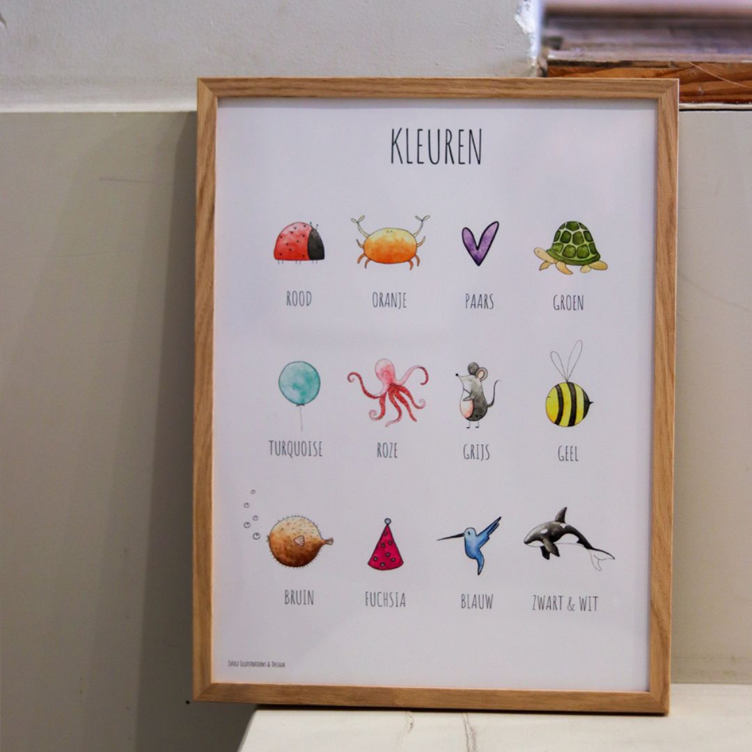 Kinderposter Juulz Illustrations & Design over alle kleuren van de regenboog