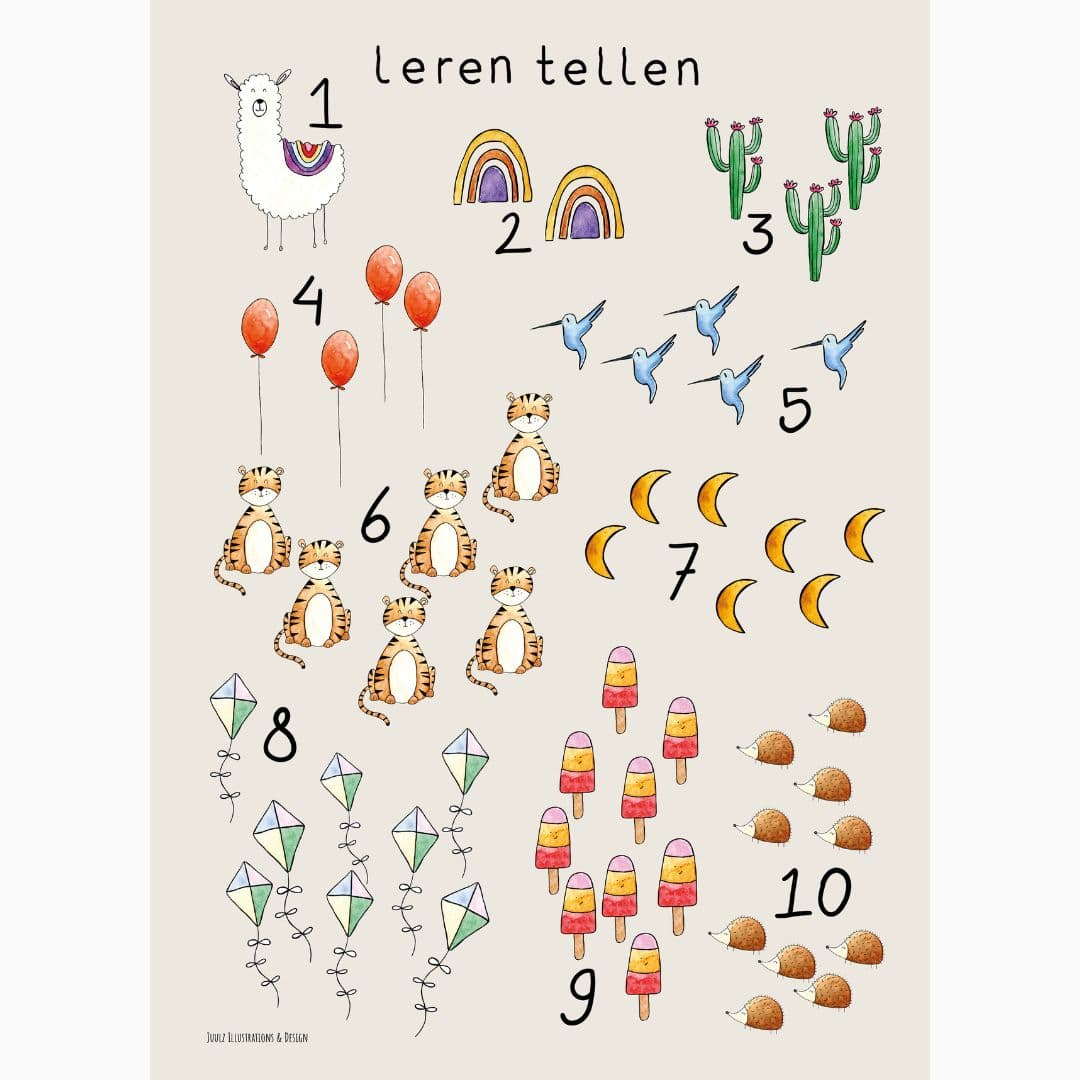 Kinderposter leren tellen tot 10 Juulz Illustration