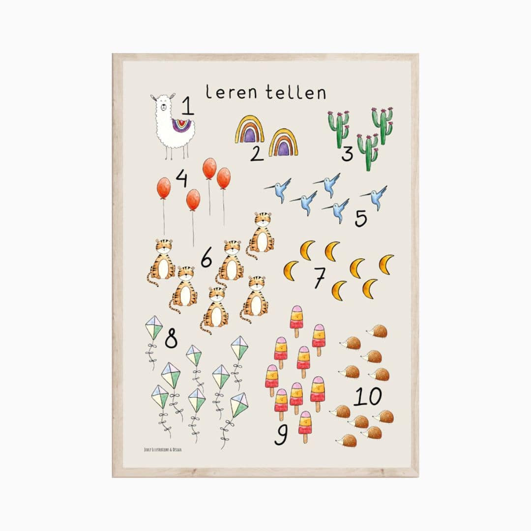 Kinderposter leren tellen tot 10 Juulz Illustration
