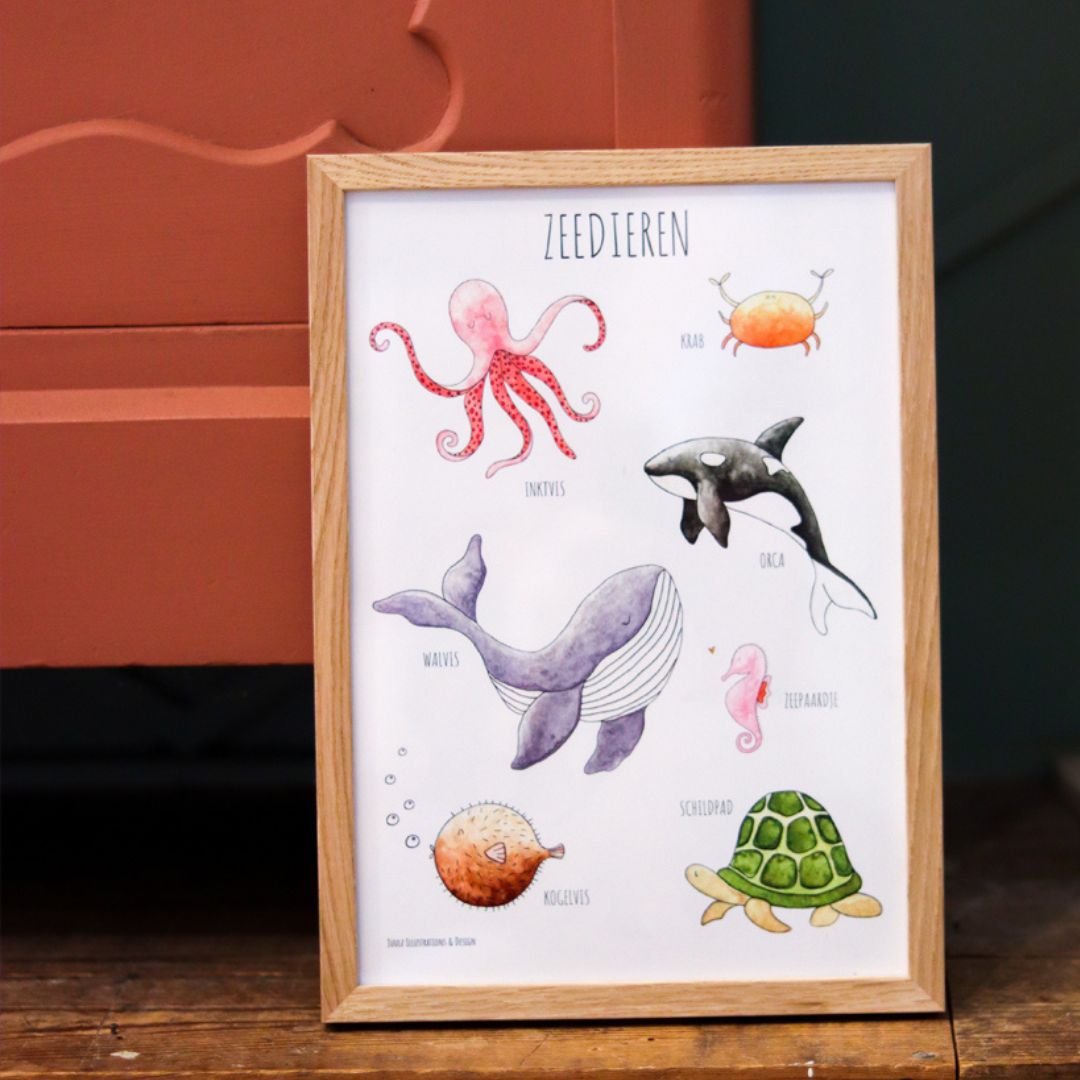 Kinderposter van Juulz Illustrations & Design met zeedieren
