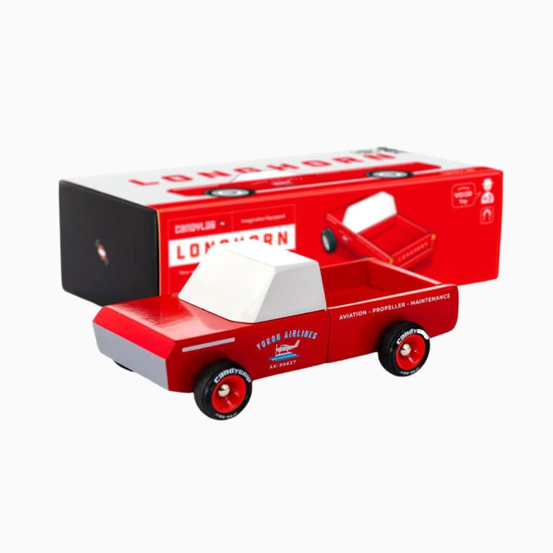 Candylab toys speelgoed auto Americana Longhorn red van massief beukenhout