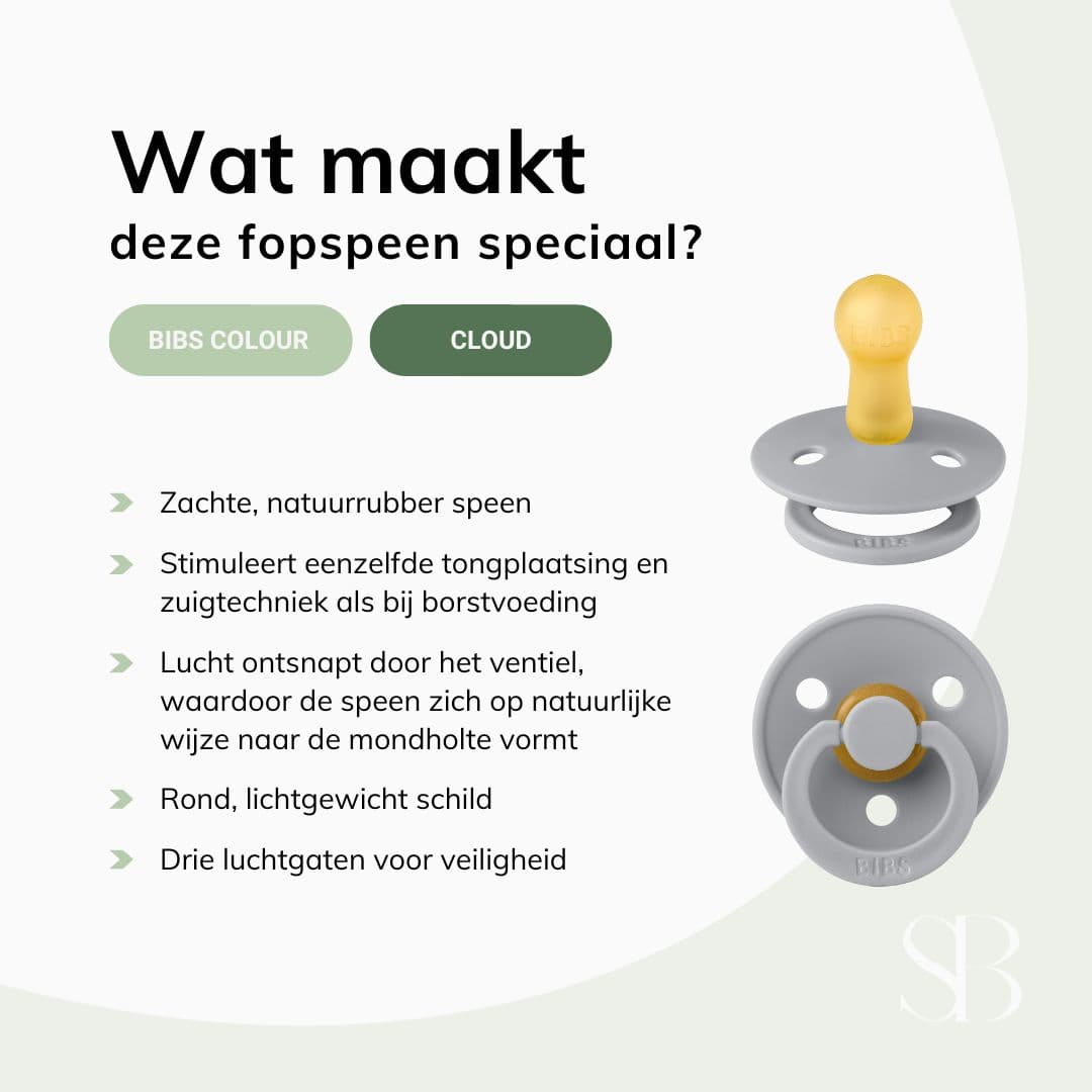 BIBS colour fopspeen met natuurrubber speen in de kleur cloud