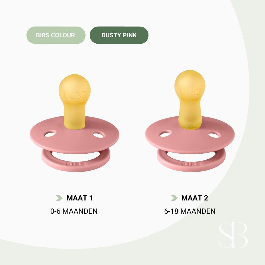 BIBS fopspeen met ronde natuurrubber speen in de kleur dusty pink roze