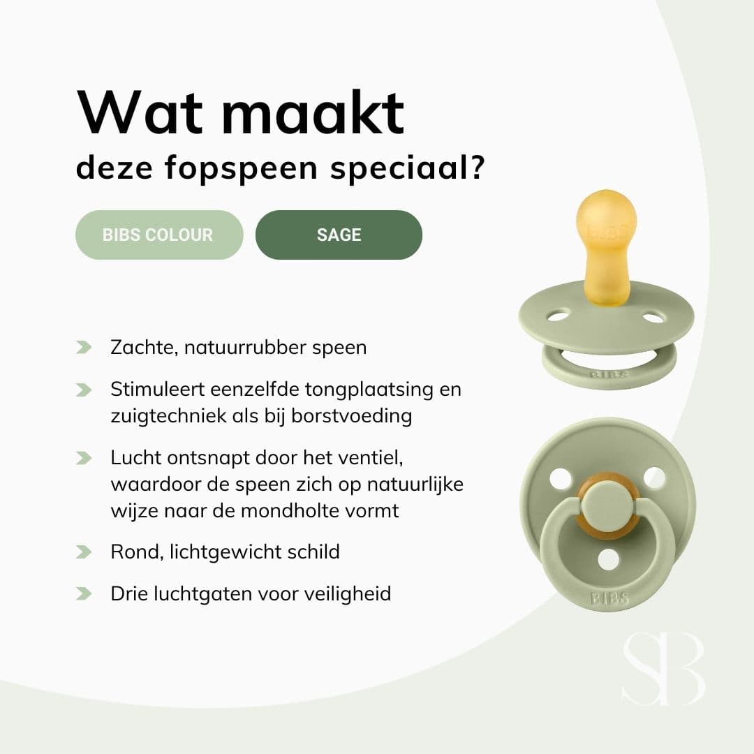 BIBS colour fopspeen met natuurrubber speen in de kleur sage