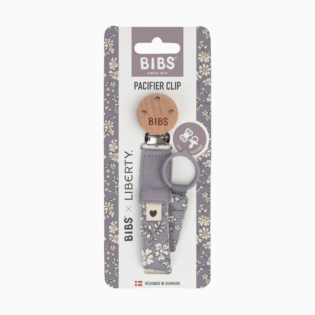 BIBS speenkoord 100% organisch katoen met liberty capel bloemenprint in de kleur fossil grey paars