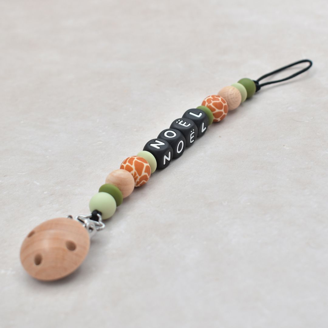 Speenkoord met naam giraf groen Studio Bambacht