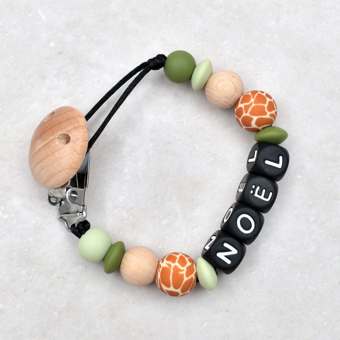Speenkoord met naam giraf groen Studio Bambacht
