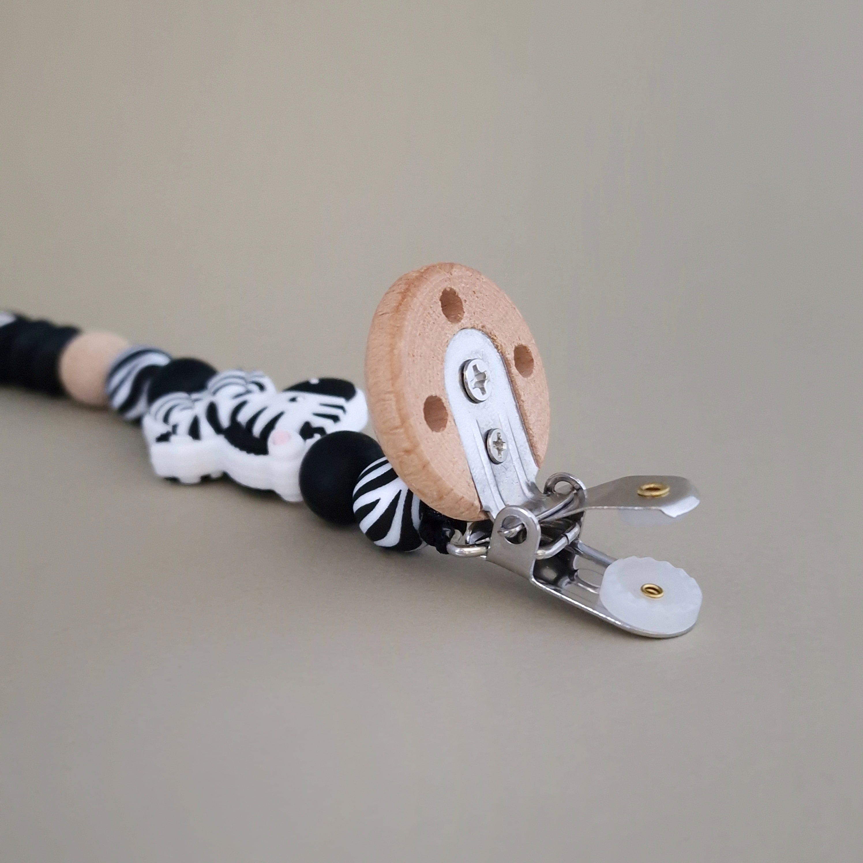 Speenkoord met naam - zebra