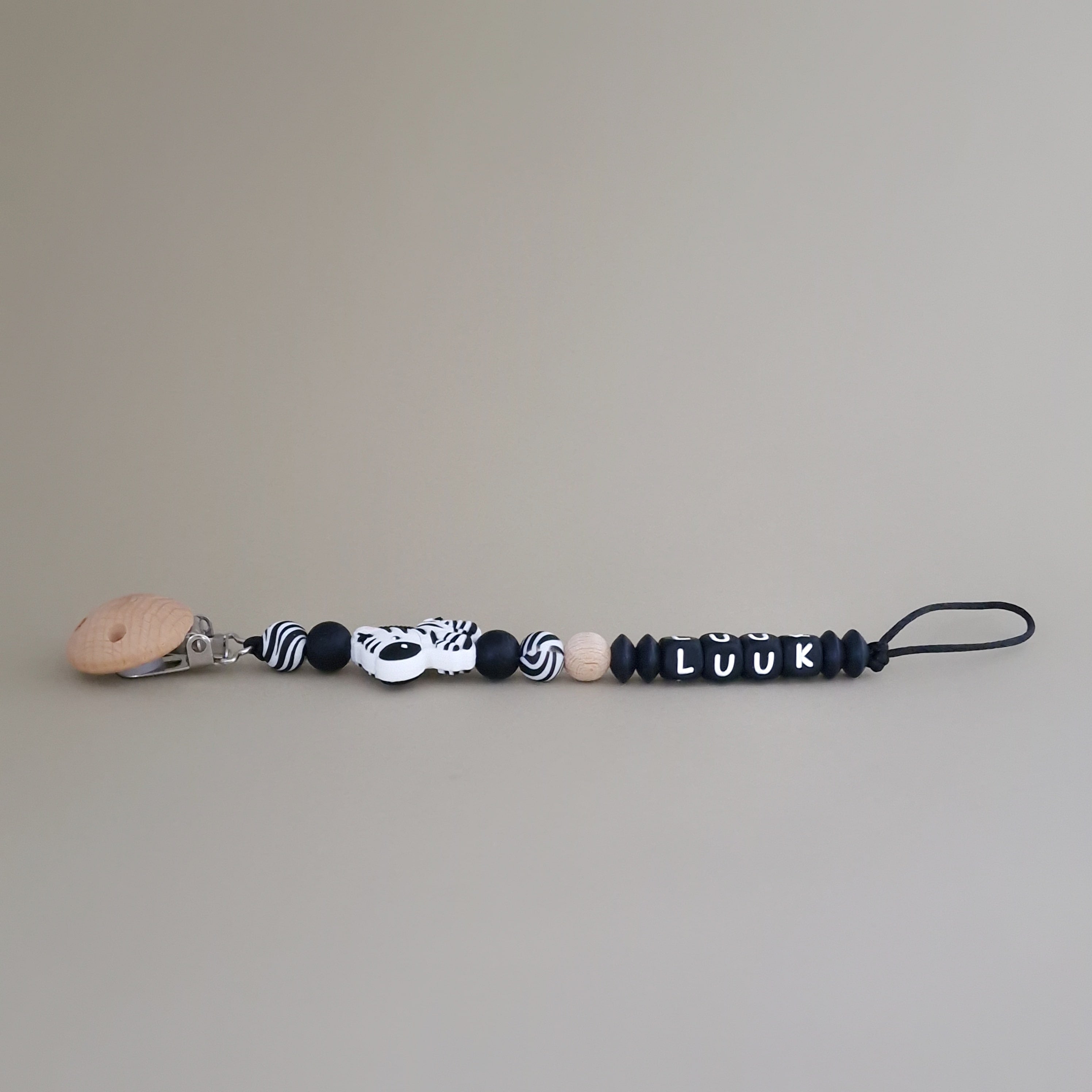 Speenkoord met naam - zebra