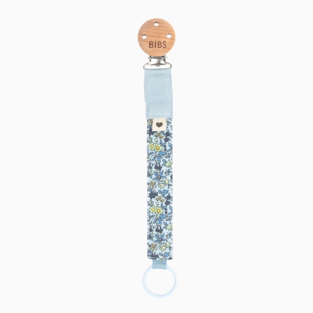 BIBS X Liberty speenkoord stof bloemenprint chamomile lawn baby blue licht blauw