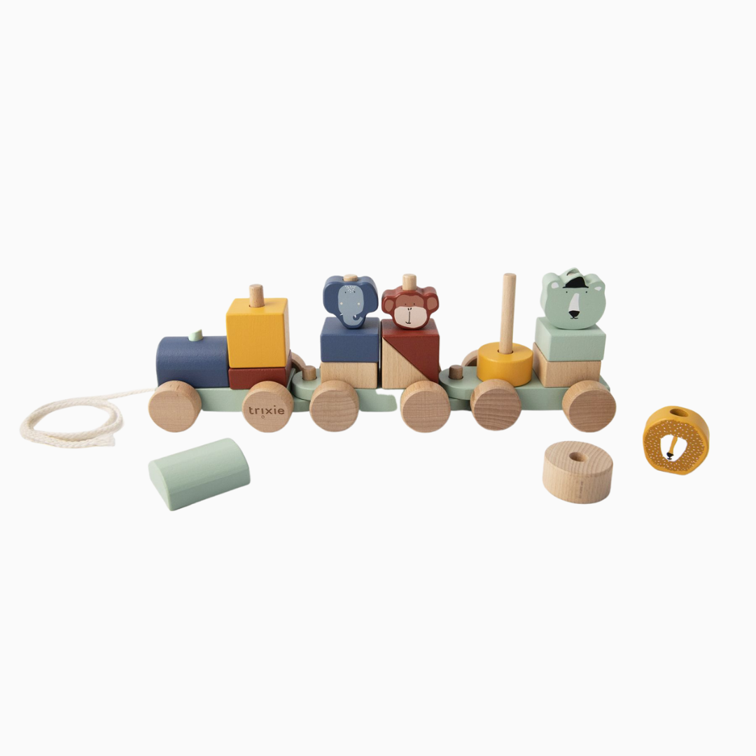 Trixie houten blokkentrein dieren