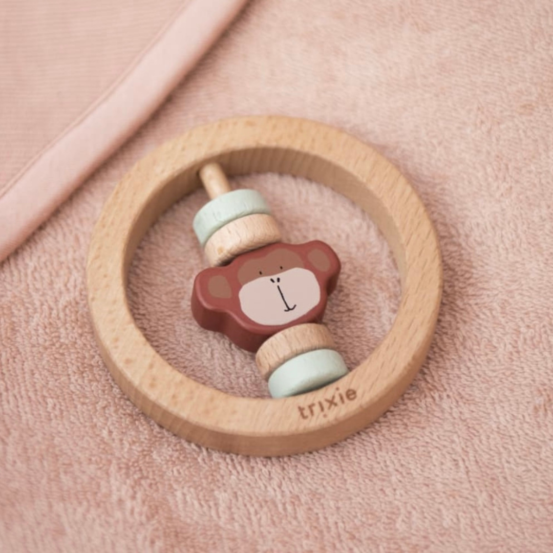 Trixie houten ronde rammelaar mr. monkey