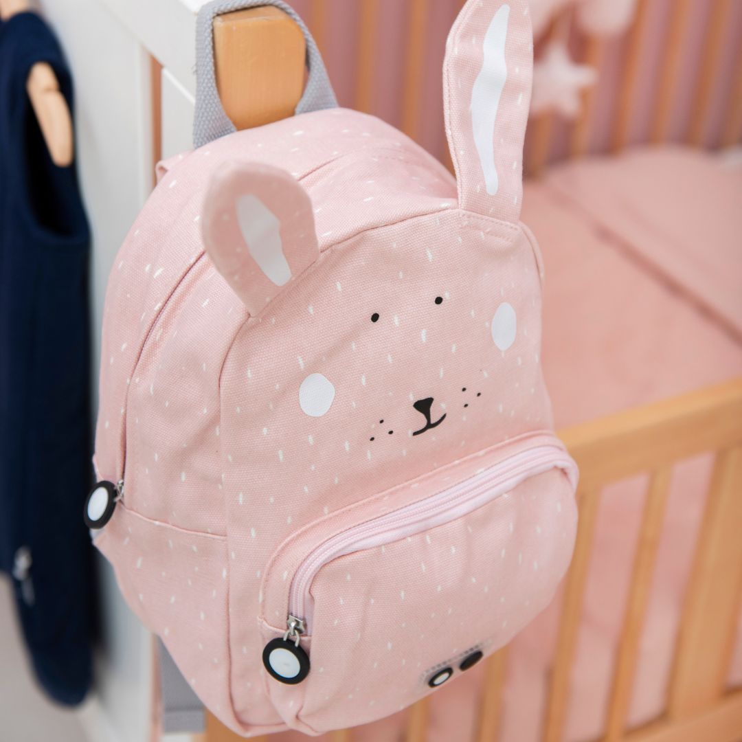 Trixie Baby kinderrugtas Mrs. Rabbit konijn met naam licht roze
