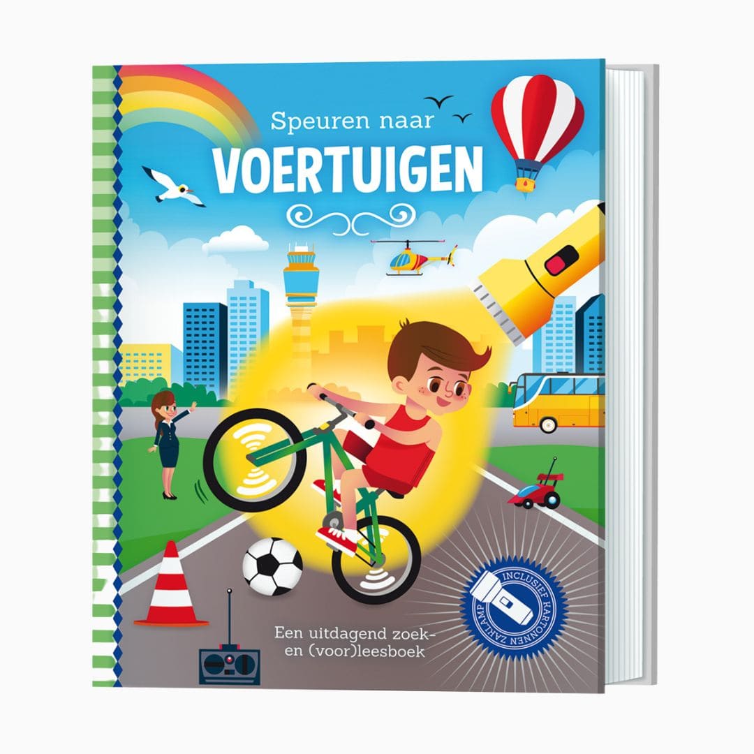 Zaklampboek speuren naar voertuigen van Uitgeverij Lantaarn Publishers