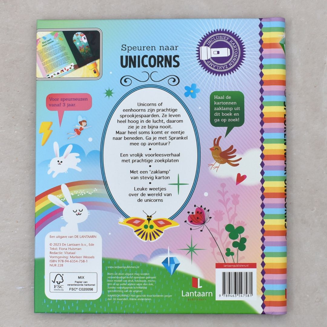 zoekboek met zaklamp speuren naar unicornis van uitgeverij lantaarn publishers