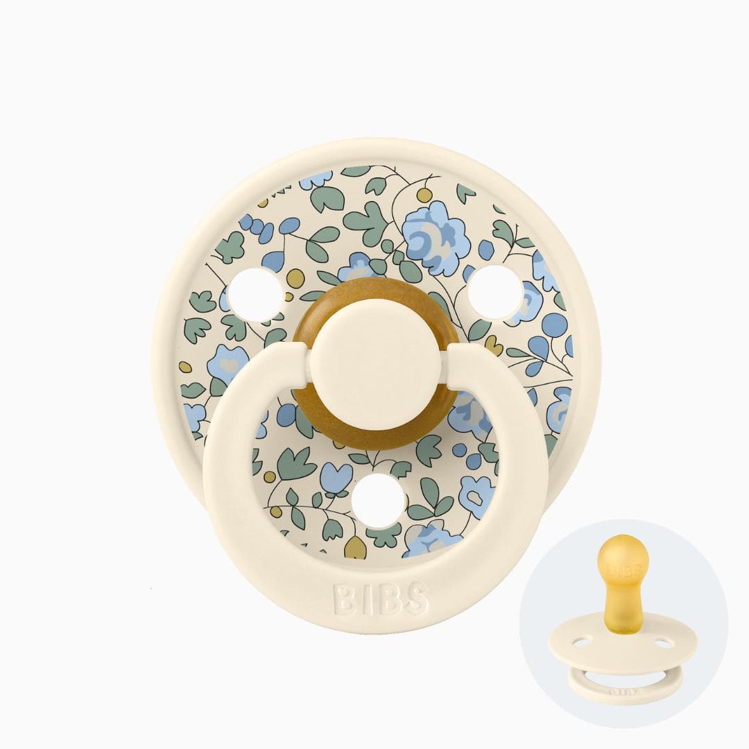 BIBS X Liberty London fopspeen met ronde speen van latex in maat 1 en 2