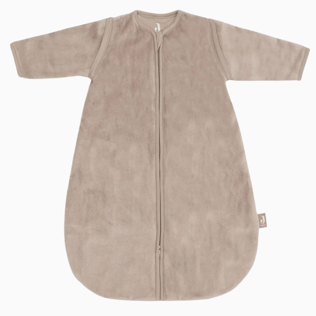 Jollein newborn slaapzak velvet 60cm met afritsbare mouwen - milky coffee