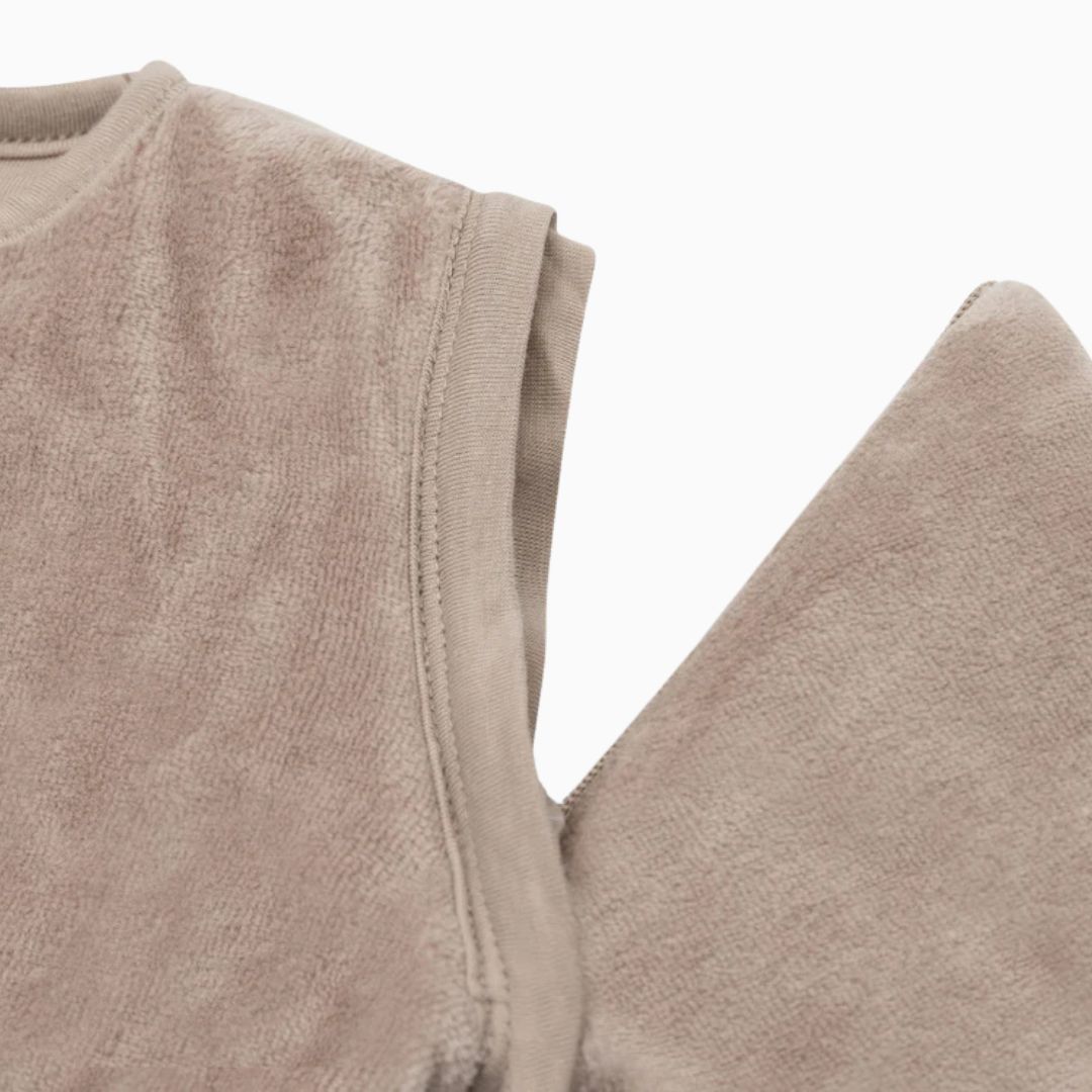 Jollein newborn slaapzak velvet 60cm met afritsbare mouwen - milky coffee