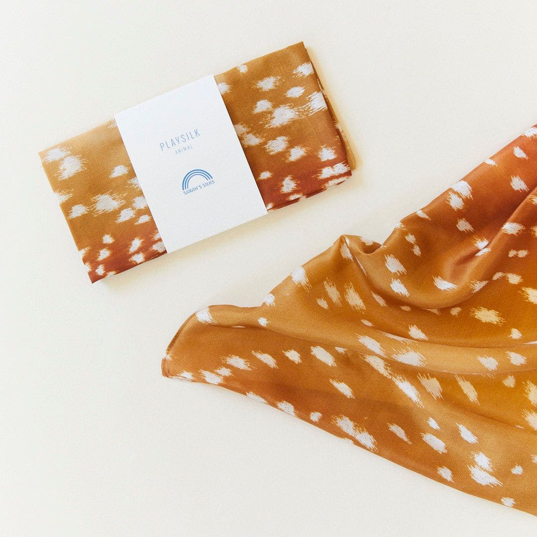 Sarah silks speelzijde speeldoek fawn hertjes print