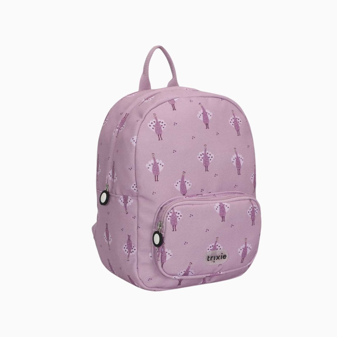 Trixie kinderrugtas met een print in het thema van Mrs. Peacock 
