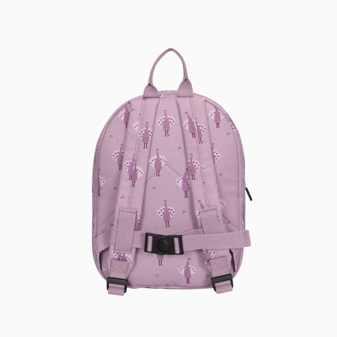 Trixie kinderrugtas met een print in het thema van Mrs. Peacock 