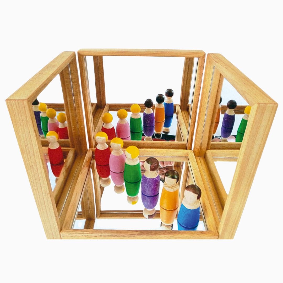 Bauspiel spiegel van hout in tray
