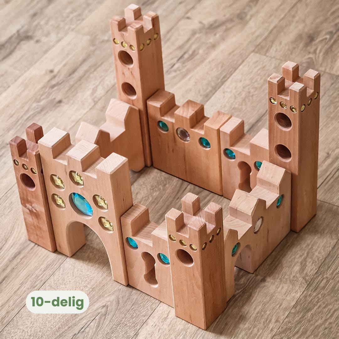 Bauspiel houten blokken sprookjeskasteel 10-delig