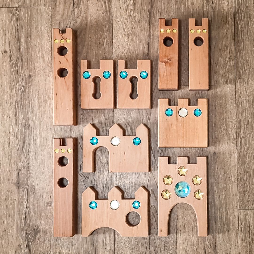 Bauspiel houten blokken sprookjeskasteel 10-delig