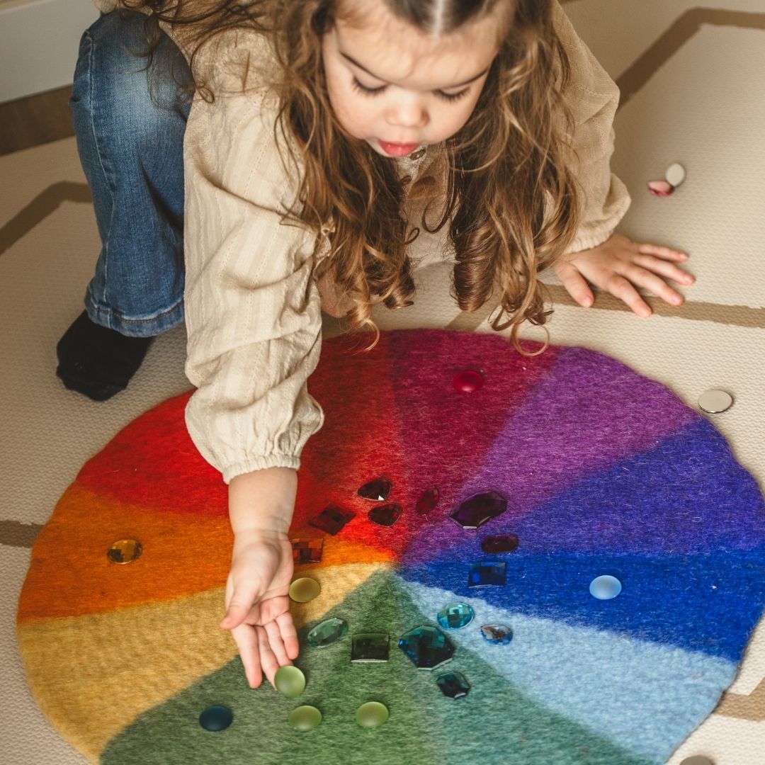 Bauspiel regenboog speelkleed van wolvit