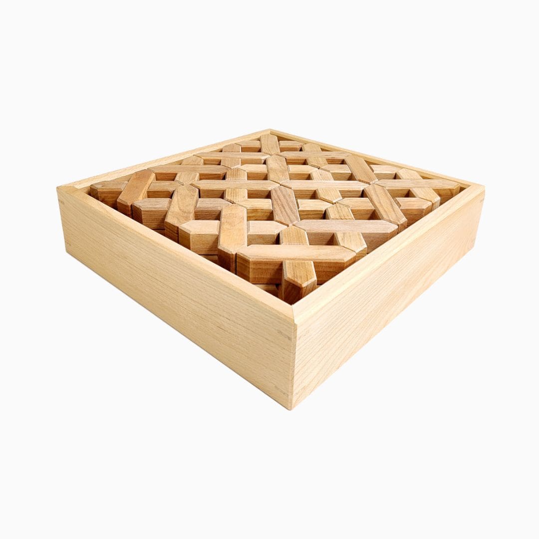 Bauspiel blokkenset met 48 houten x-blokken in houten opbergbox