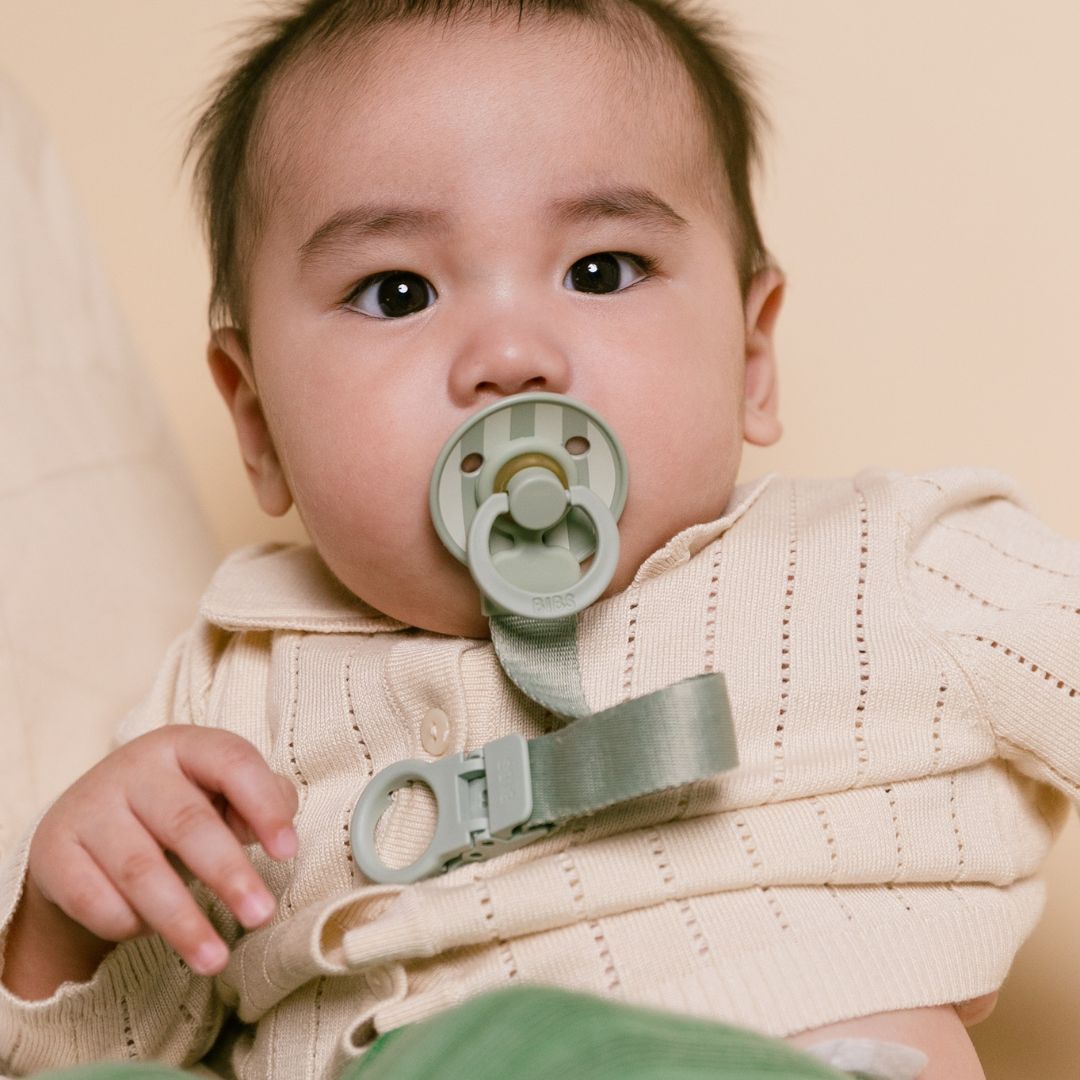 BIBS cadeauset speenkoord met spenen in ivory en sage oudgroen