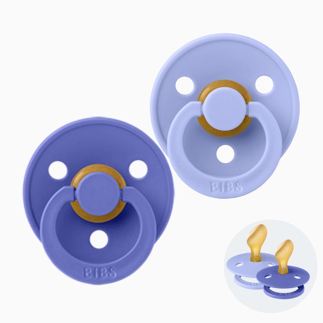 BIBS Colour dental fopspeen met anatomische speen van latex in de paarse tinten hush en grape