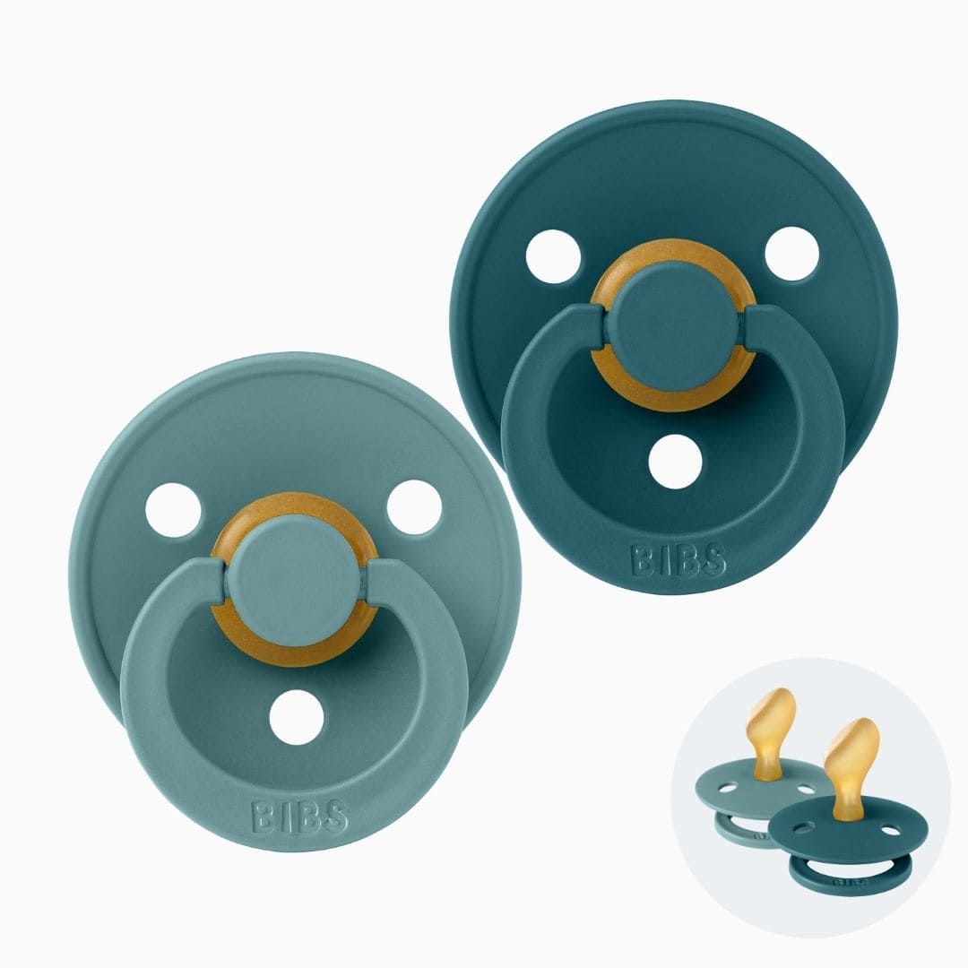 BIBS dental fopspeen met anatomische speen van latex in de blauwe kleuren island sea en forest lake