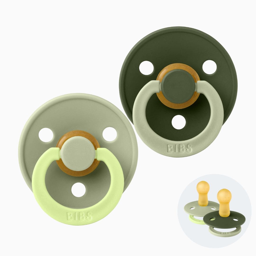 BIBS speen met ronde speenvorm van natuurrubber latex uit de Fushion collectie in de groene kleur sage en hunter green